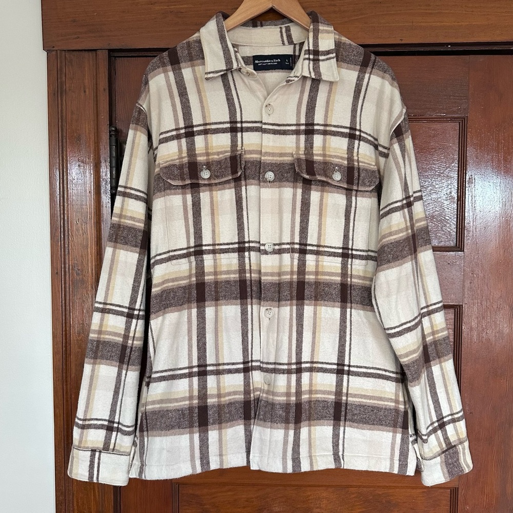 Abercrombie & Fitch Relaxed Shirt Jacket Size Large Tall Soft A&F Collection - Picture 1 of 9